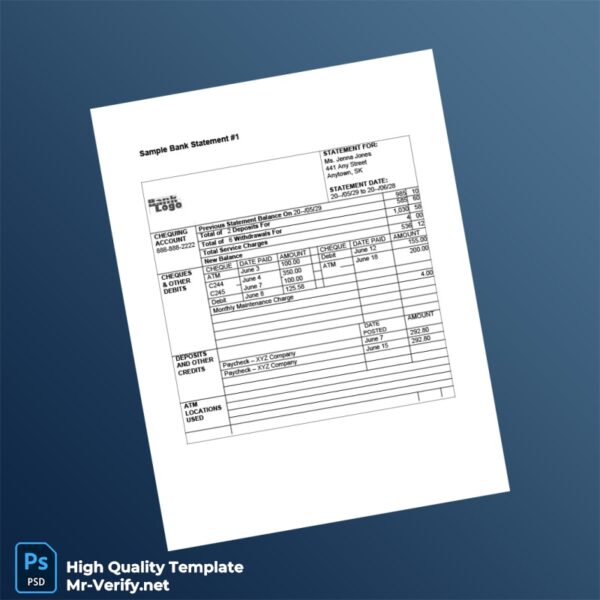 SK Bank Statement Template in Word and PDF formats SK Bank Statement Template in Word and PDF formats