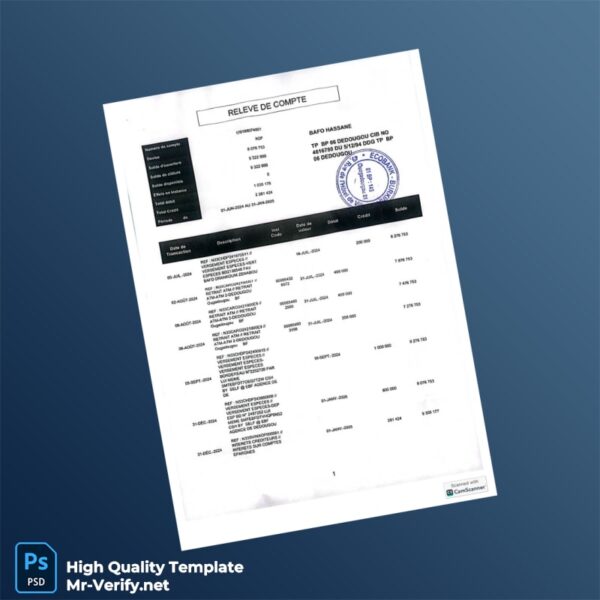 Senegal Bank Statement Template in Word and PDF formats Senegal Bank Statement Template in Word and PDF formats