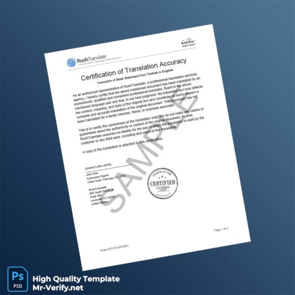 Turkey RushTranslate Bank Statement Template in Word and PDF formats Turkey RushTranslate Bank Statement Template in Word and PDF formats
