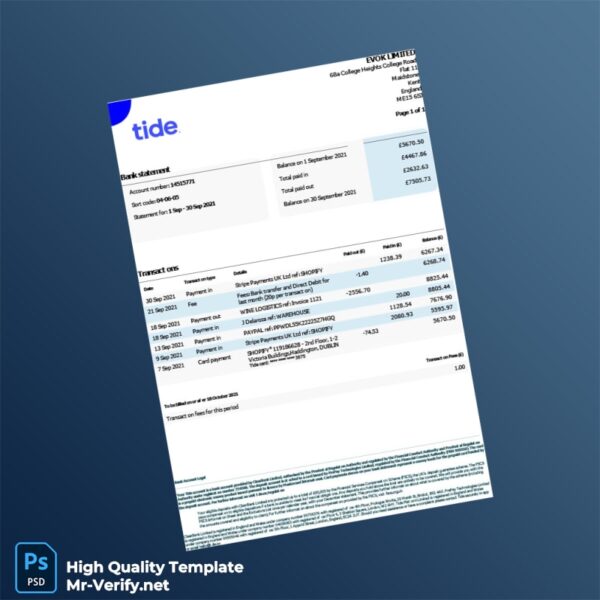 UK ClearBank Account Statement Template in Word and PDF formats UK ClearBank Account Statement Template in Word and PDF formats