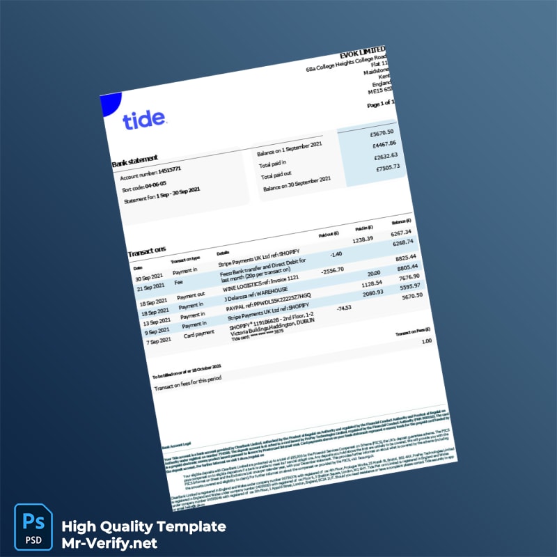 UK ClearBank Account Statement Template in Word and PDF formats UK ClearBank Account Statement Template in Word and PDF formats