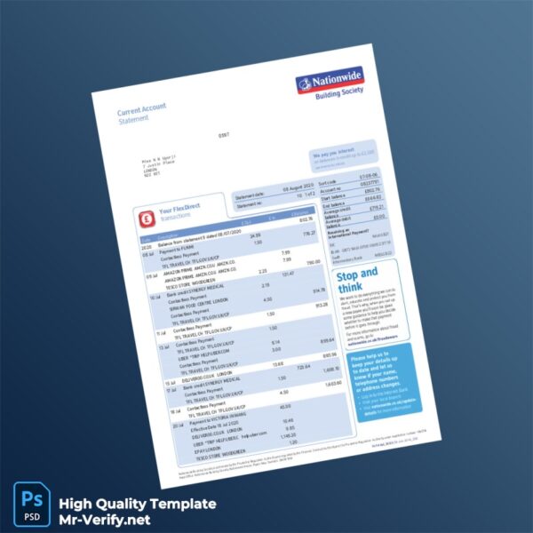 UK Nationwide Bank Statement Template in Word and PDF formats UK Nationwide Bank Statement Template in Word and PDF formats