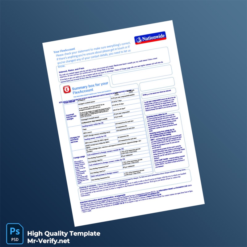 UK Nationwide Building Society Bank Statement Template in Word and PDF formats page 2 UK Nationwide Building Society Bank Statement Template in Word and PDF formats page 2