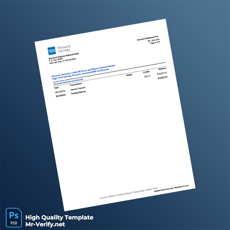 USA American Express Bank Statement Template in Word and PDF formats page 5 USA American Express Bank Statement Template in Word and PDF formats page 5