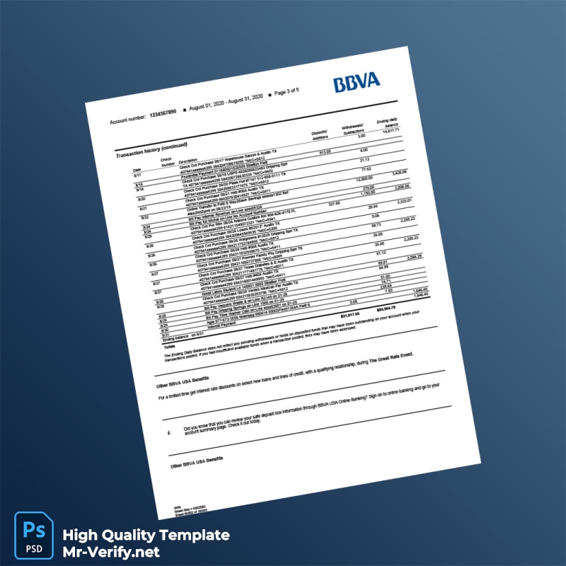 USA BBVA Bank Statement Template in Word and PDF formats page 3 USA BBVA Bank Statement Template in Word and PDF formats page 3