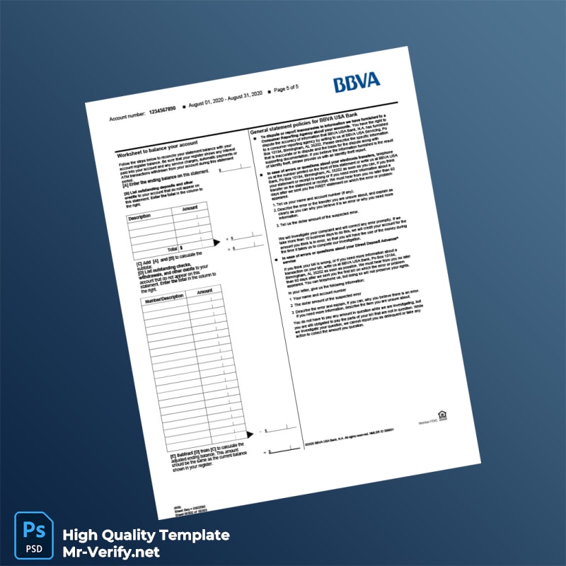 USA BBVA Bank Statement Template in Word and PDF formats page 5 USA BBVA Bank Statement Template in Word and PDF formats page 5