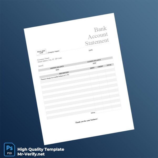 USA Bank Account Statement Template in Word and PDF formats USA Bank Account Statement Template in Word and PDF formats