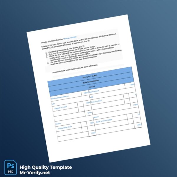 USA Bank Reconciliation Template in Word and PDF formats