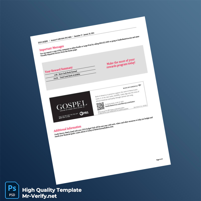 USA Bank of America Credit Card Statement Template in Word and PDF formats page 4 USA Bank of America Credit Card Statement Template in Word and PDF formats page 4