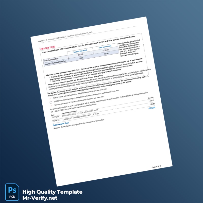 USA Bank of America Statement Template in Word and PDF formats page 6 USA Bank of America Statement Template in Word and PDF formats page 6