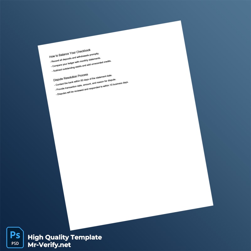 USA Commerce Trust Bank Bank Statement Template in Word and PDF formats page 2 USA Commerce Trust Bank Bank Statement Template in Word and PDF formats page 2