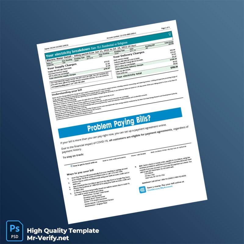 USA Con Edison Editable Electricity Bill Template in Word and PDF formats page 2 USA Con Edison Editable Electricity Bill Template in Word and PDF formats page 2