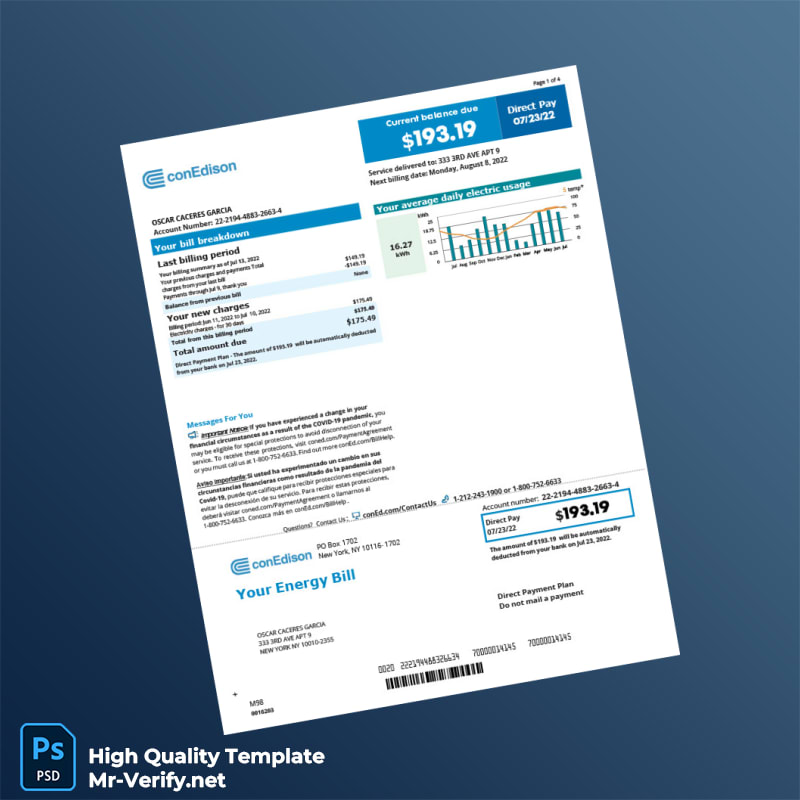 USA Con Edison Editable Electricity Bill Template in Word and PDF formats USA Con Edison Editable Electricity Bill Template in Word and PDF formats