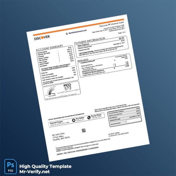 USA Discover Credit Card Statement Template in Word and PDF formats USA Discover Credit Card Statement Template in Word and PDF formats