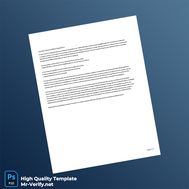 USA Dough Bank Account Statement Template in Word and PDF formats page 2 USA Dough Bank Account Statement Template in Word and PDF formats page 2