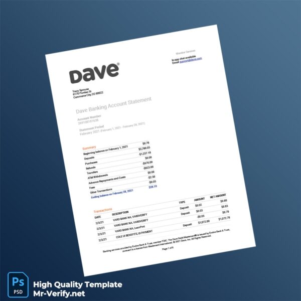 USA Evolve Bank Trust Account Statement Template in Word and PDF formats USA Evolve Bank Trust Account Statement Template in Word and PDF formats