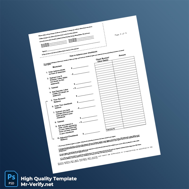 USA Frost Bank Statement Template in Word and PDF formats page 2 USA Frost Bank Statement Template in Word and PDF formats page 2