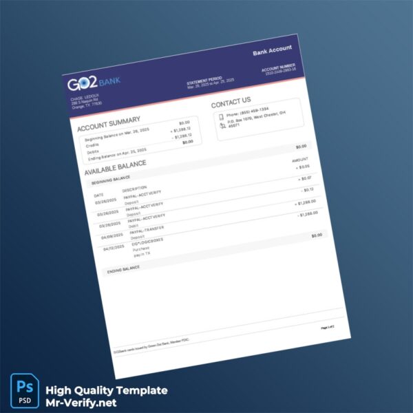 USA Green Dot Bank Statement Template in Word and PDF formats USA Green Dot Bank Statement Template in Word and PDF formats
