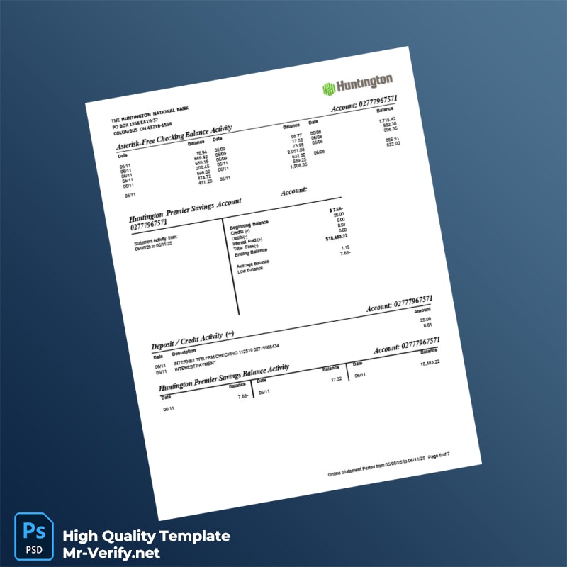 USA Huntington Bank Statement Template in Word and PDF formats page 6 USA Huntington Bank Statement Template in Word and PDF formats page 6