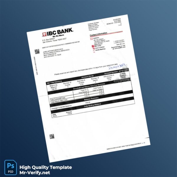 USA IBC Bank Statement Template in Word and PDF formats USA IBC Bank Statement Template in Word and PDF formats