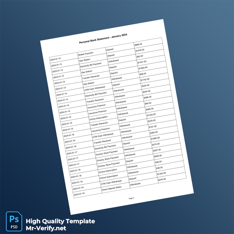 USA M T Bank Statement Template in Word and PDF formats page 4 USA M T Bank Statement Template in Word and PDF formats page 4