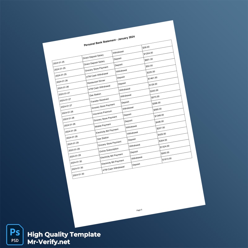 USA M T Bank Statement Template in Word and PDF formats page 6 USA M T Bank Statement Template in Word and PDF formats page 6