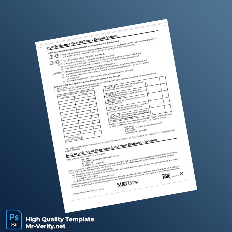 USA M T Bank Statement Template in Word and PDF formats page 7 USA M T Bank Statement Template in Word and PDF formats page 7