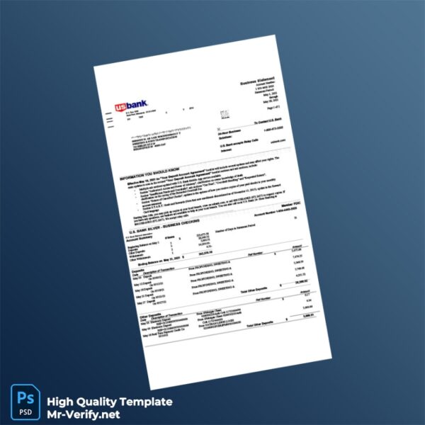 USA US Bank Business Statement Template in Word and PDF formats USA US Bank Business Statement Template in Word and PDF formats