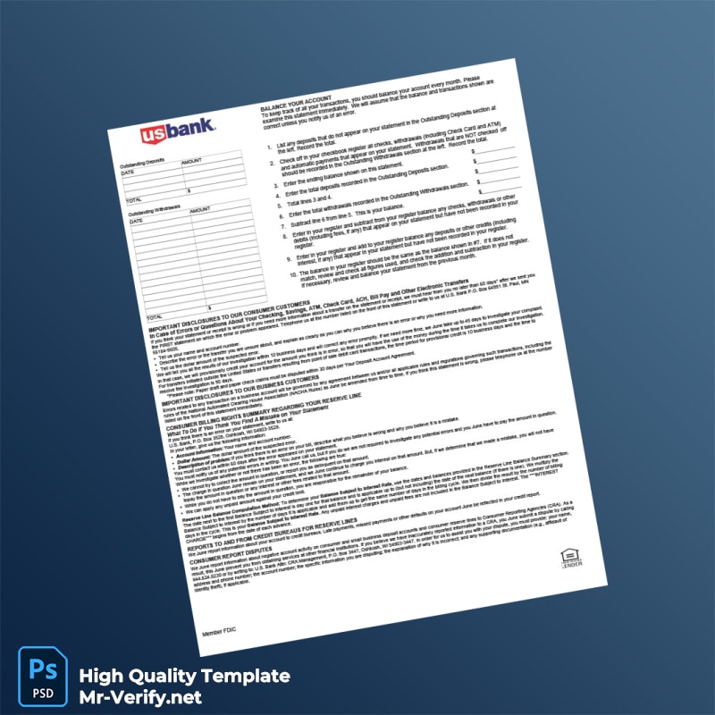 USA US Bank Credit Card Statement Template in Word and PDF formats page 2 USA US Bank Credit Card Statement Template in Word and PDF formats page 2