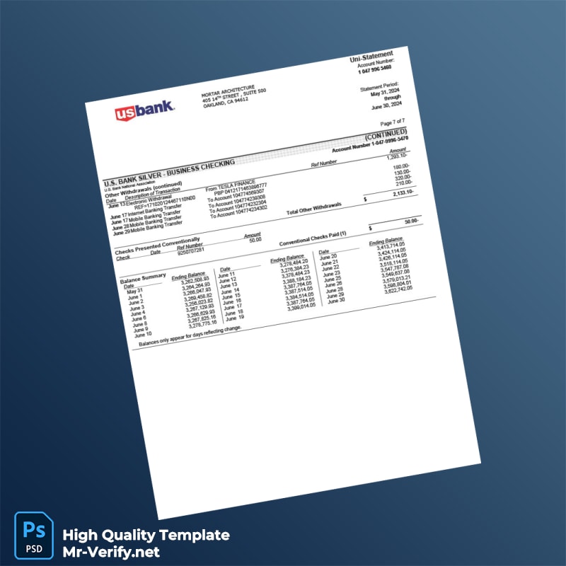 USA US Bank Credit Card Statement Template in Word and PDF formats page 7 USA US Bank Credit Card Statement Template in Word and PDF formats page 7