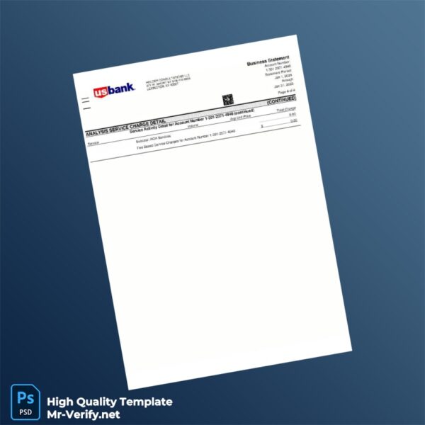 USA Usbank Bank Statement Template in Word and PDF formats