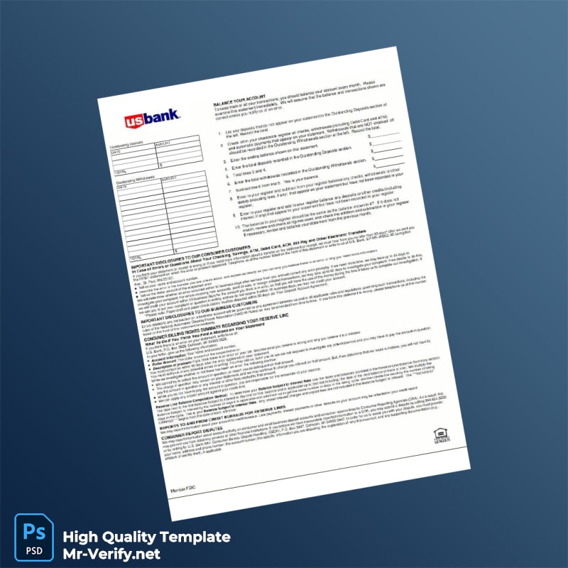 USA Usbank Bank Statement Template in Word and PDF formats page 4 USA Usbank Bank Statement Template in Word and PDF formats page 4