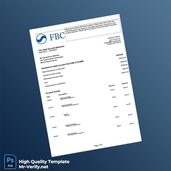 USA Varo Bank Statement Template in Word and PDF formats