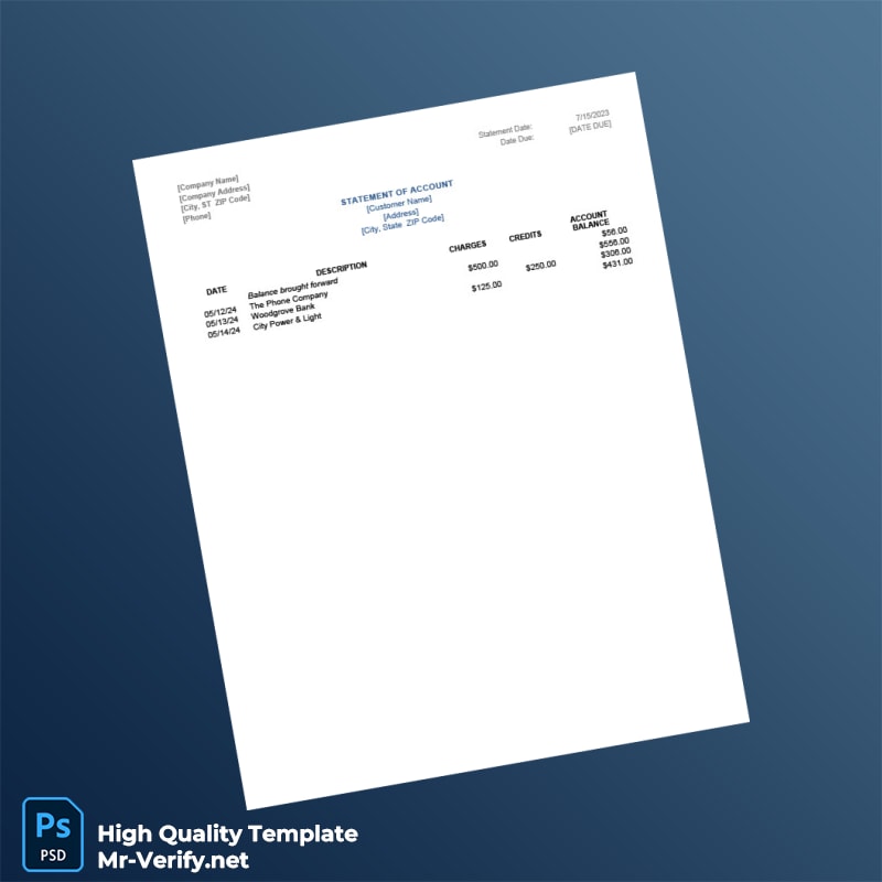 USA Woodgrove Bank Statement Template in Word and PDF formats USA Woodgrove Bank Statement Template in Word and PDF formats