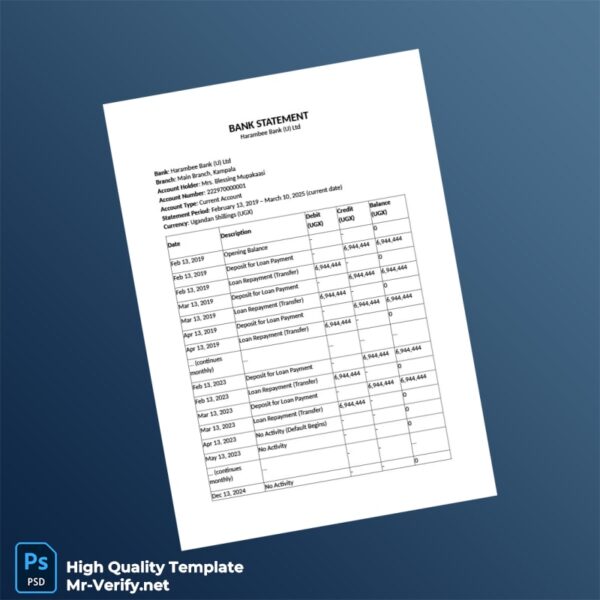 Uganda Harambee Bank Statement Template in Word and PDF formats Uganda Harambee Bank Statement Template in Word and PDF formats