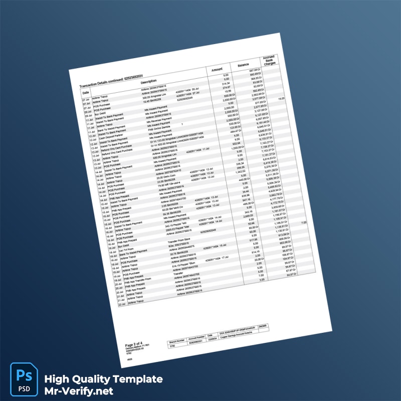 Zambia FNB Bank Statement Template in Word and PDF formats page 2 Zambia FNB Bank Statement Template in Word and PDF formats page 2