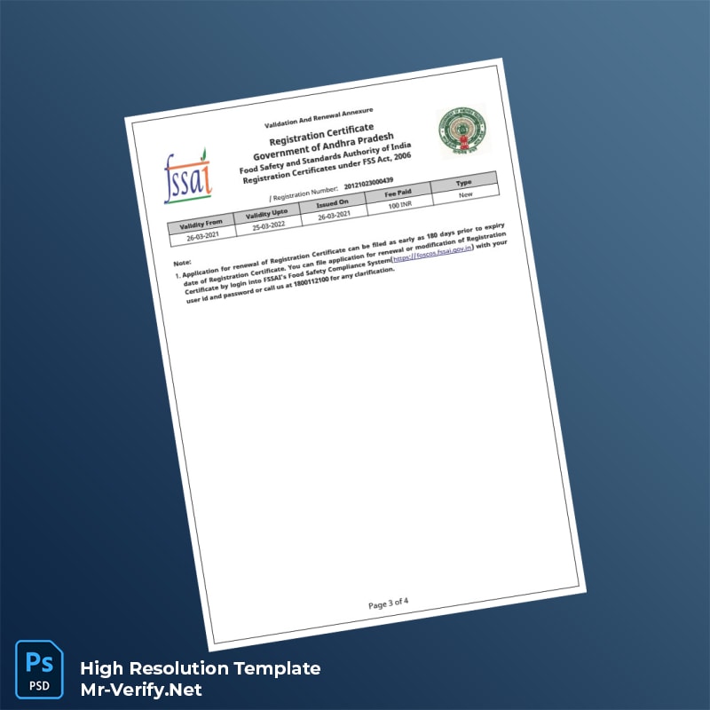 Andhra%20Pradesh%20Food%20Safety%20and%20Standards%20Authority%20Registration%20Certificate%20Template%20in%20Word%20and%20PDF%20formats-page3 Editable Andhra Pradesh Food Safety and Standards Authority Registration Certificate Template in Word and PDF formats page 3 Preview - Mr. Verify