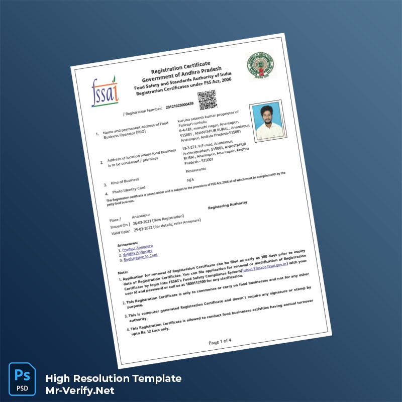 Andhra%20Pradesh%20Food%20Safety%20and%20Standards%20Authority%20Registration%20Certificate%20Template%20in%20Word%20and%20PDF%20formats Editable Andhra Pradesh Food Safety and Standards Authority Registration Certificate Word and Pdf Template Preview - Mr. Verify