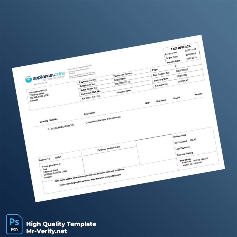 Australia Future Generation JV Tax Invoice Template in Word and PDF formats page 2 Australia Future Generation JV Tax Invoice Template in Word and PDF formats page 2