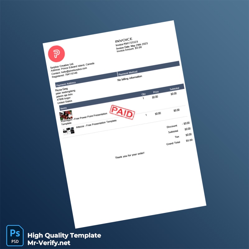 Canada Surplus Creative Ltd Invoice Template in Word and PDF formats Canada Surplus Creative Ltd Invoice Template in Word and PDF formats