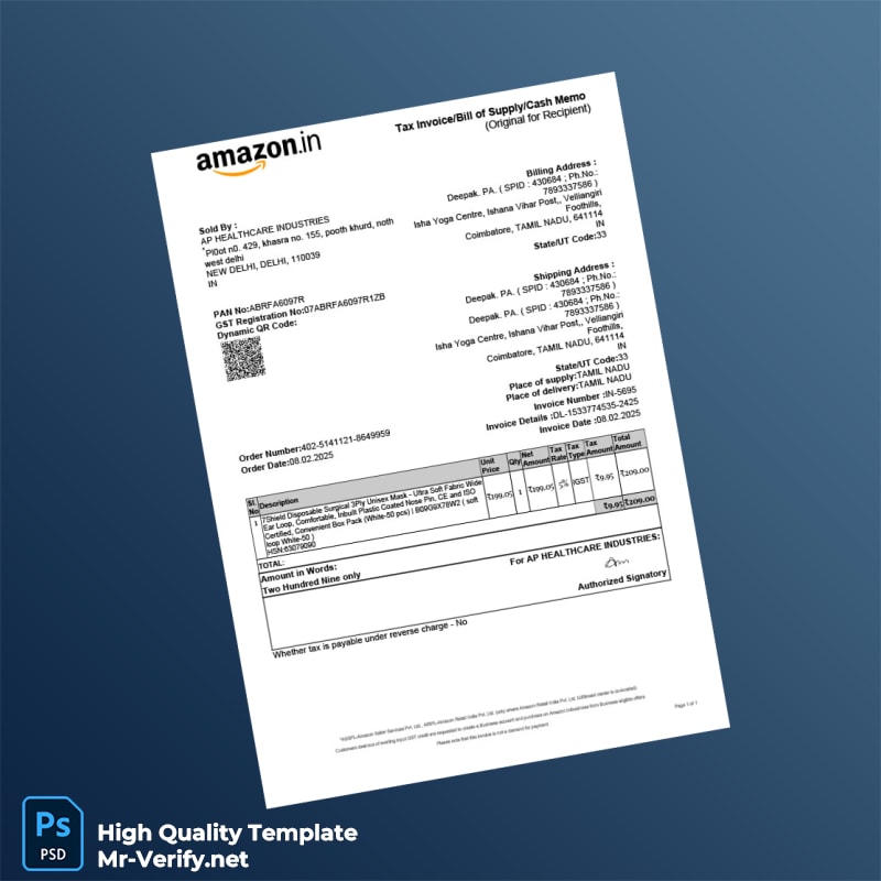 India AP Healthcare Industries Invoice Template in Word and PDF formats India AP Healthcare Industries Invoice Template in Word and PDF formats