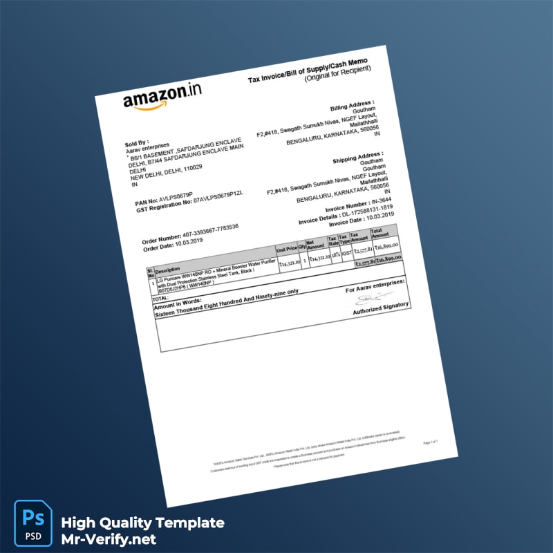 India Aarav Enterprises Tax Invoice Template in Word and PDF formats India Aarav Enterprises Tax Invoice Template in Word and PDF formats