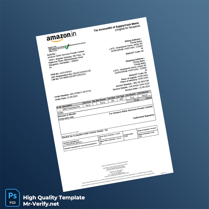 India Amazon Seller Services Invoice Template in Word and PDF formats India Amazon Seller Services Invoice Template in Word and PDF formats