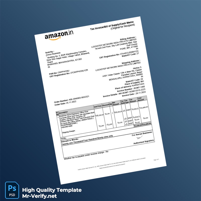 India Amrun Business Invoice Template in Word and PDF formats India Amrun Business Invoice Template in Word and PDF formats
