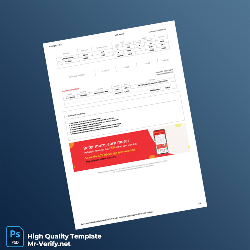 India Atria Convergence Technologies Invoice Template in Word and PDF formats page 2 India Atria Convergence Technologies Invoice Template in Word and PDF formats page 2