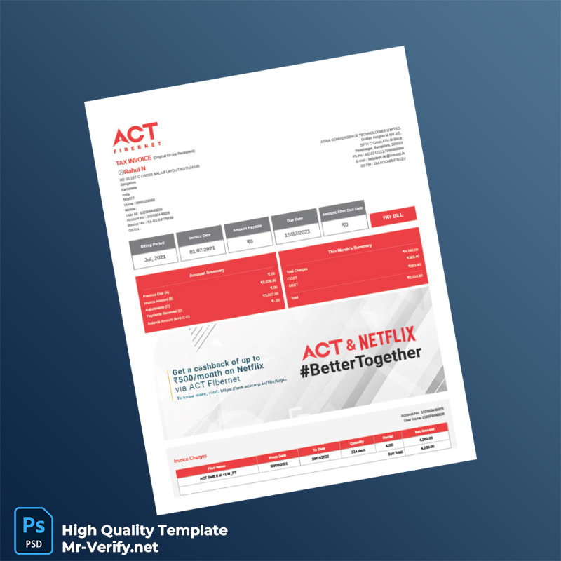 India Atria Convergence Technologies Limited Tax Invoice Template in Word and PDF formats India Atria Convergence Technologies Limited Tax Invoice Template in Word and PDF formats