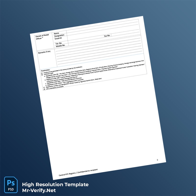 India%20CERSAI%20CKYC%20Registration%20Form%20Template%20in%20Word%20and%20PDF%20formats-page2 Editable India CERSAI CKYC Registration Form Template in Word and PDF formats page 2 Preview - Mr. Verify
