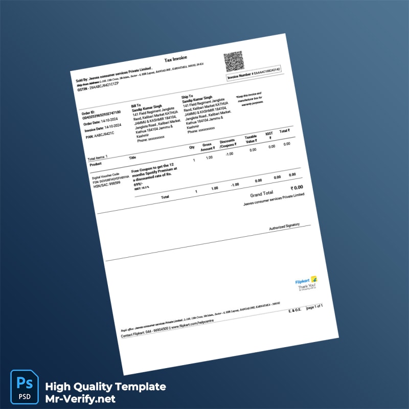 India CIIGFL Limited Tax Invoice Template in Word and PDF formats India CIIGFL Limited Tax Invoice Template in Word and PDF formats
