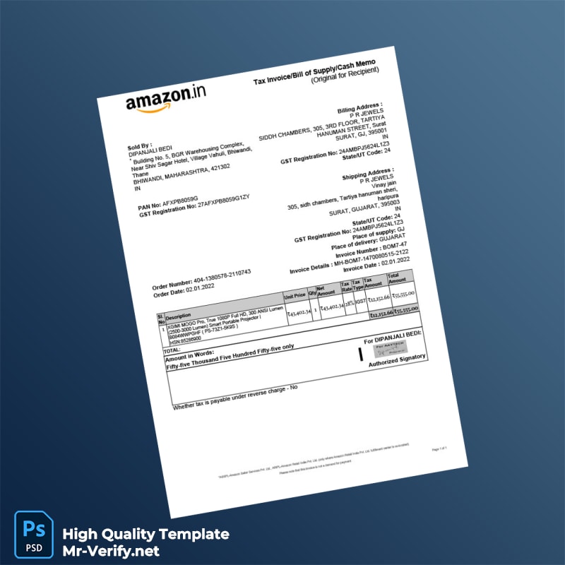 India Dipanjali Bedi Tax Invoice Template in Word and PDF formats India Dipanjali Bedi Tax Invoice Template in Word and PDF formats