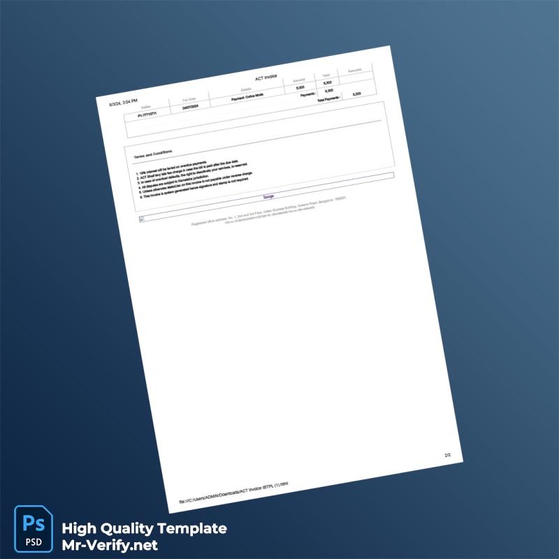 India Imperial Build Tech Private Limited Tax Invoice Template in Word and PDF formats page 2 India Imperial Build Tech Private Limited Tax Invoice Template in Word and PDF formats page 2
